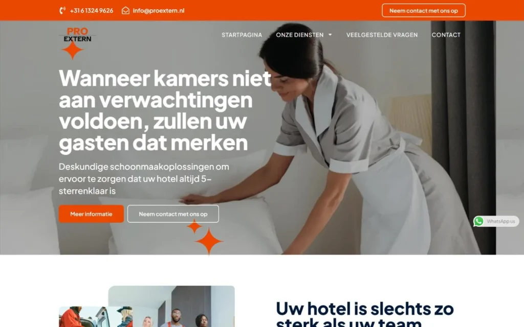 Pro Extern homepage on desktop