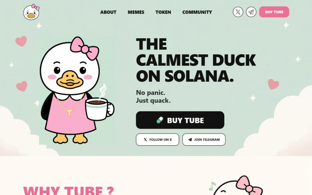 TUBE Duck homepage on desktop