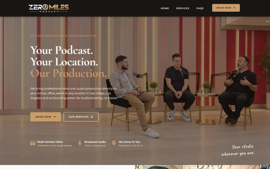 Zero Miles Podcast homepage on desktop